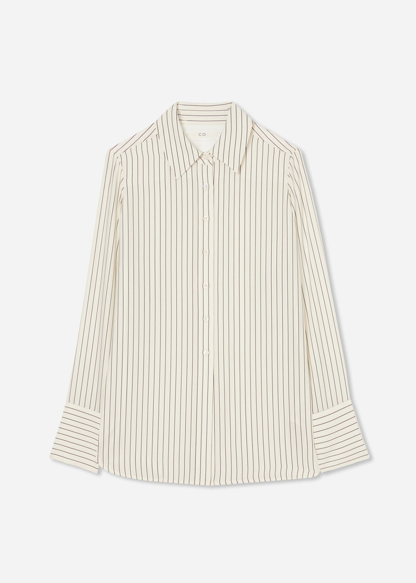 Collared Button Down Shirt in Silk - Stripe - Image 17