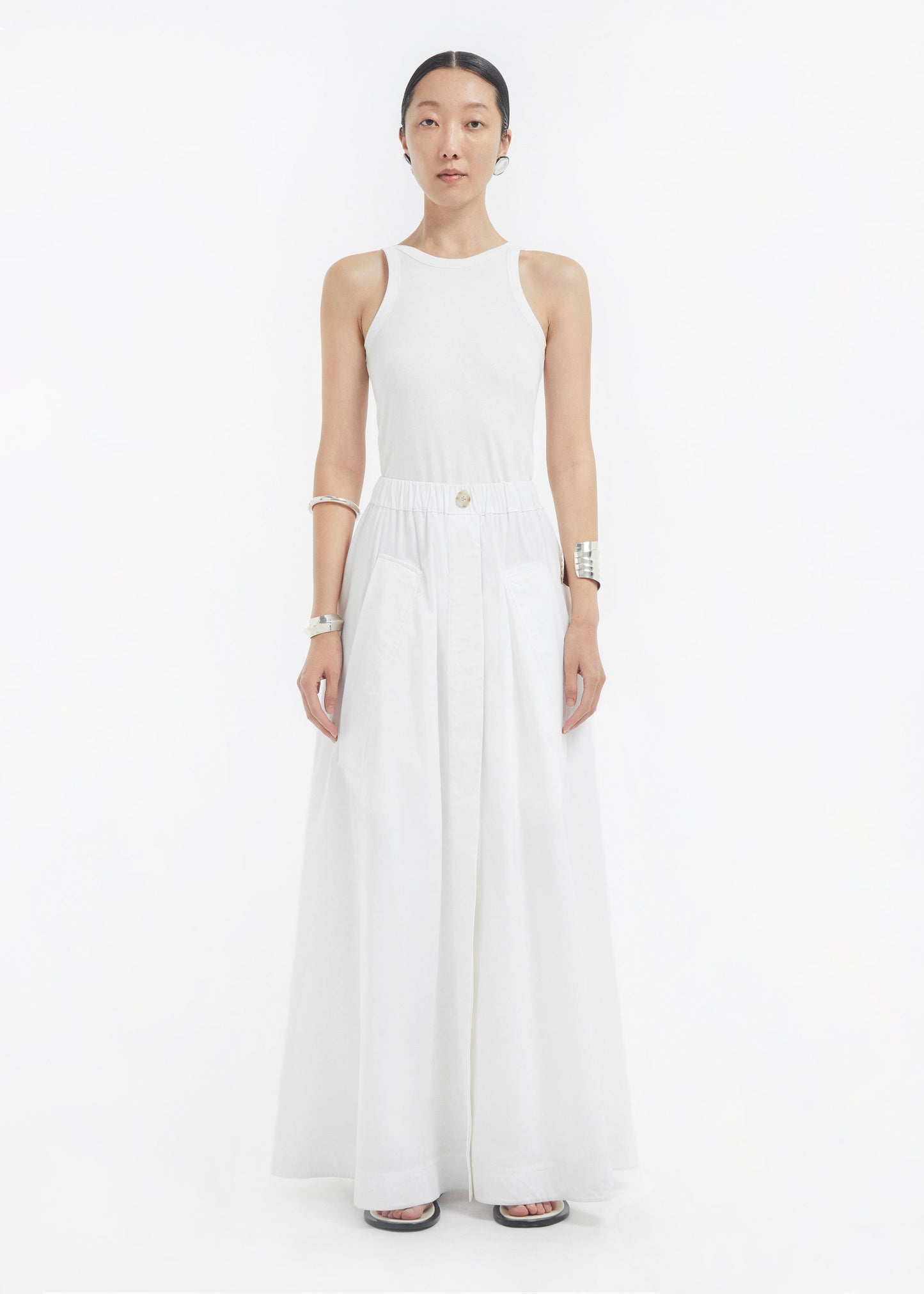 Parachute Skirt in Cotton Sateen - White - Image 16