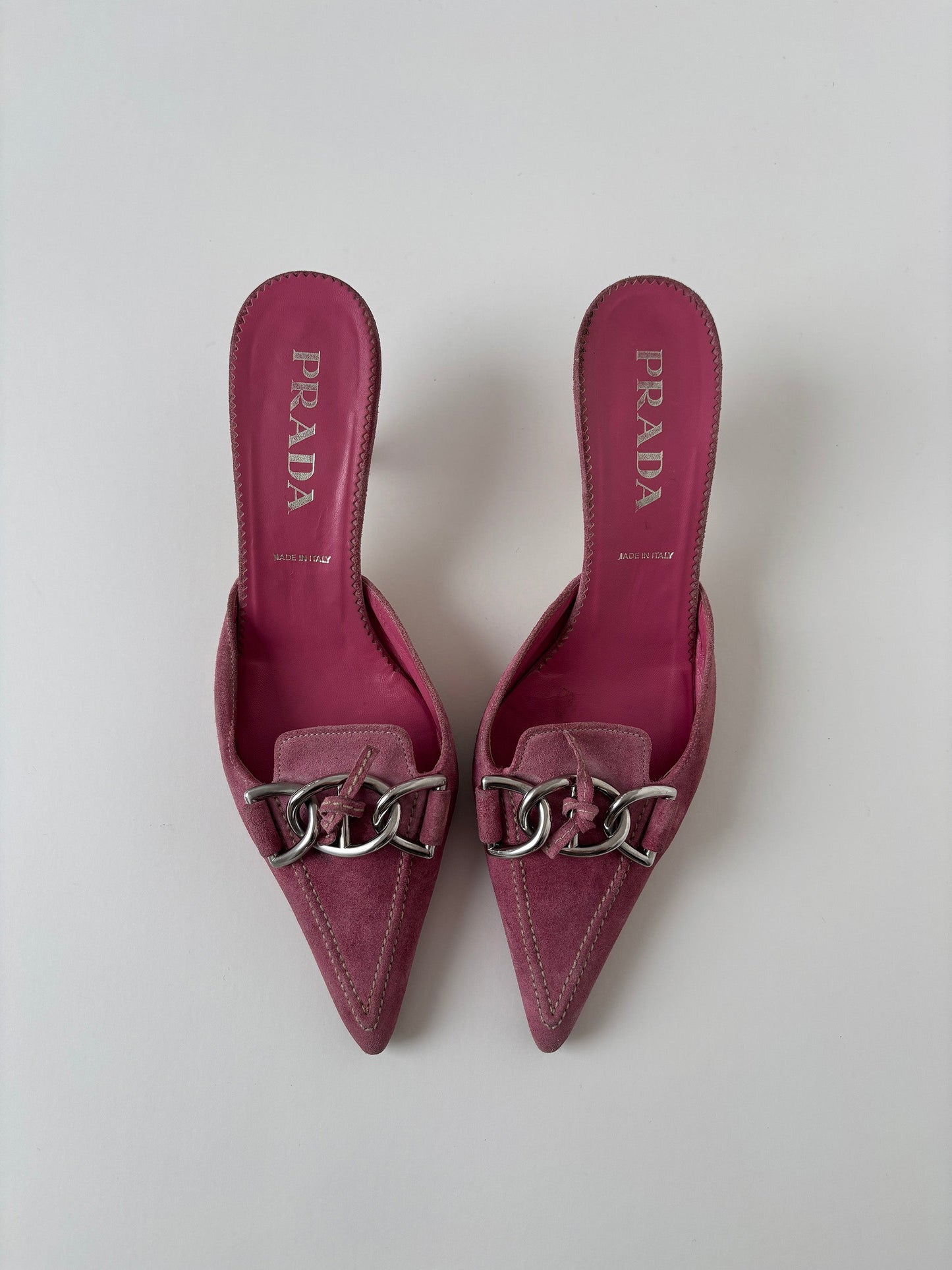 Prada 2000s pink suede kitten heel mules (EU 39,5 / US 9) - Image 2