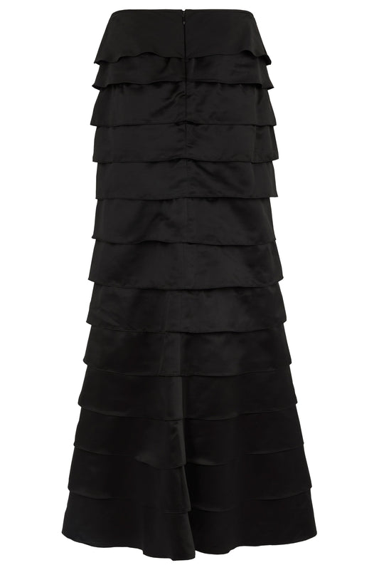 Vintage 1990's Luisa Spagnoli Black Maxi Ruffled Skirt