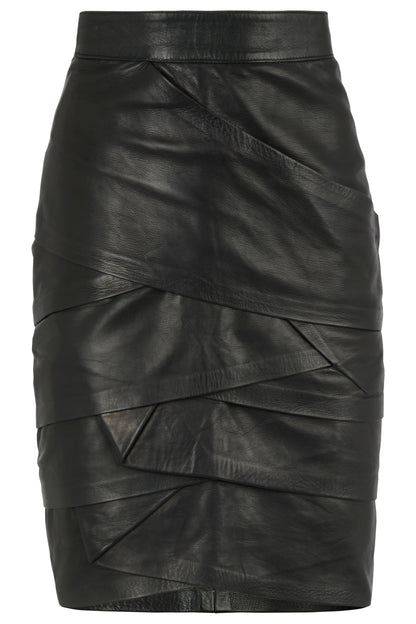 Vintage Gianni Versace Late 1980/90's Leather Layered Pencil Skirt - Image 2