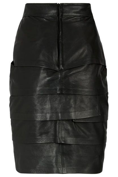 Vintage Gianni Versace Late 1980/90's Leather Layered Pencil Skirt