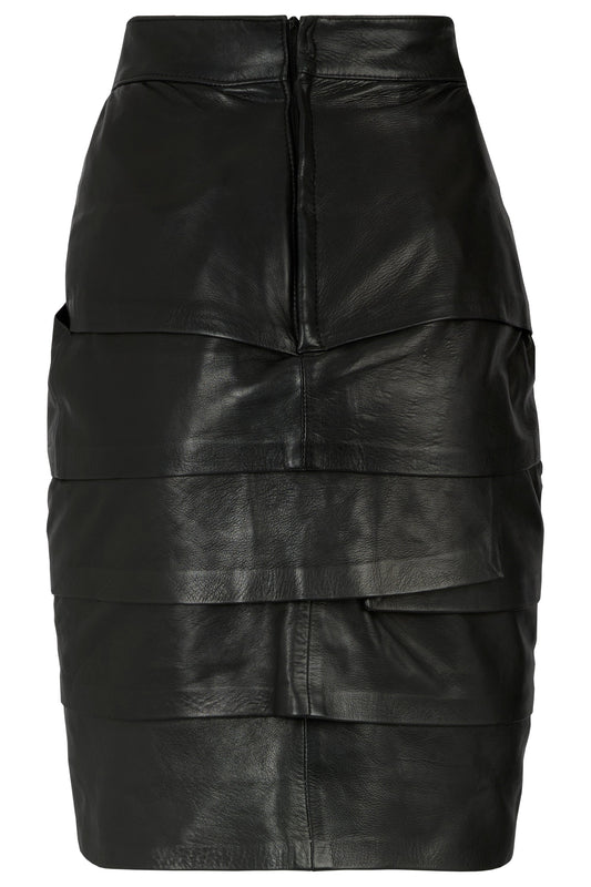 Vintage Gianni Versace Late 1980/90's Leather Layered Pencil Skirt