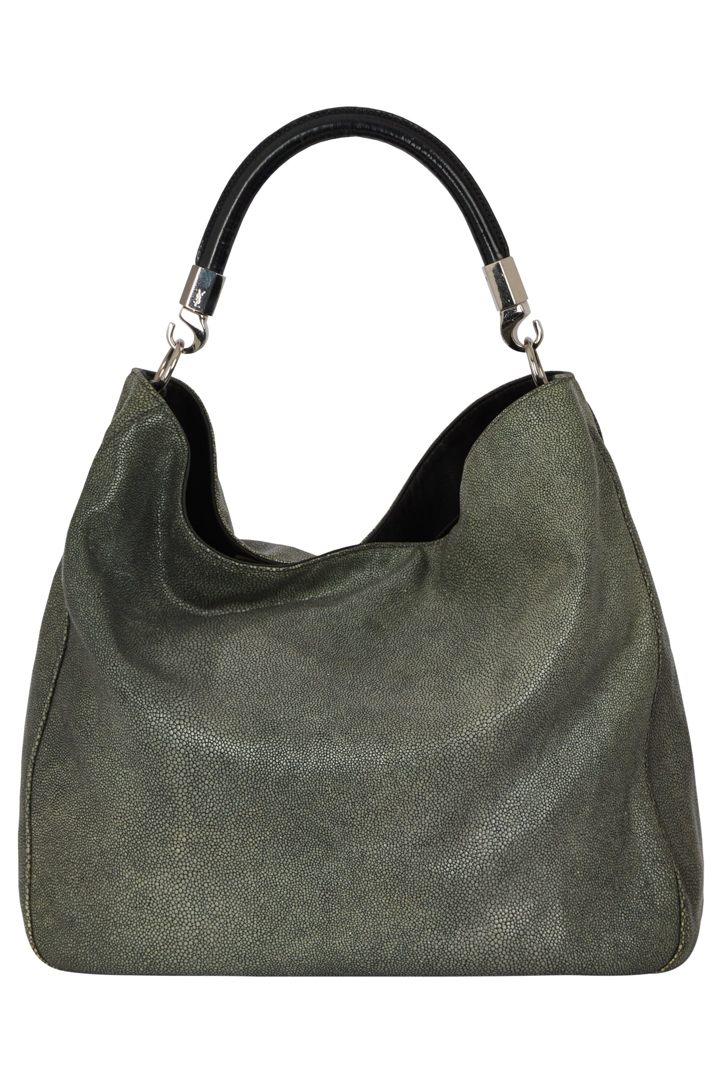 Vintage 2000's Yves Saint Laurent Grey Leather Hobo Bag - Image 3