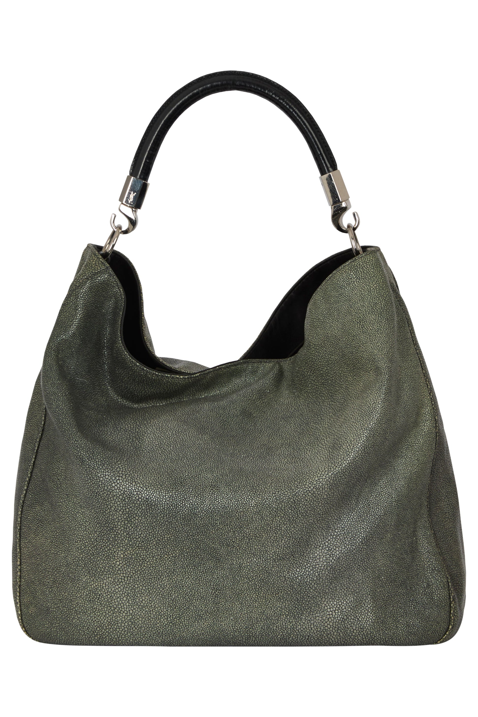Vintage 2000's Yves Saint Laurent Grey Leather Hobo Bag - Image 3