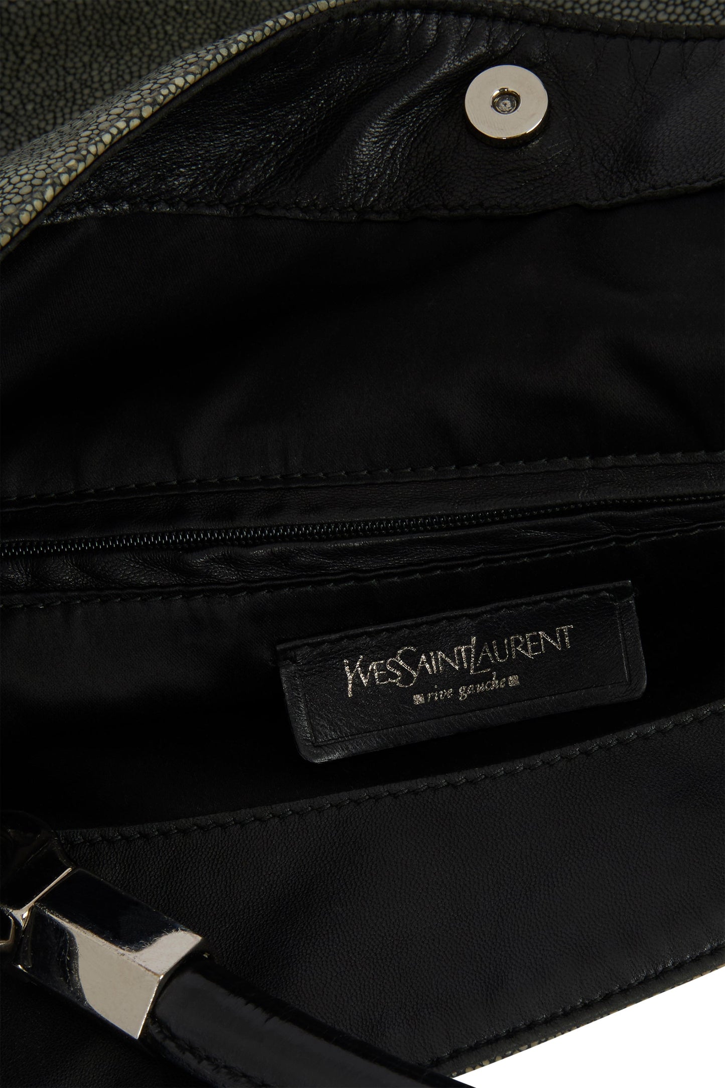 Vintage 2000's Yves Saint Laurent Grey Leather Hobo Bag - Image 4