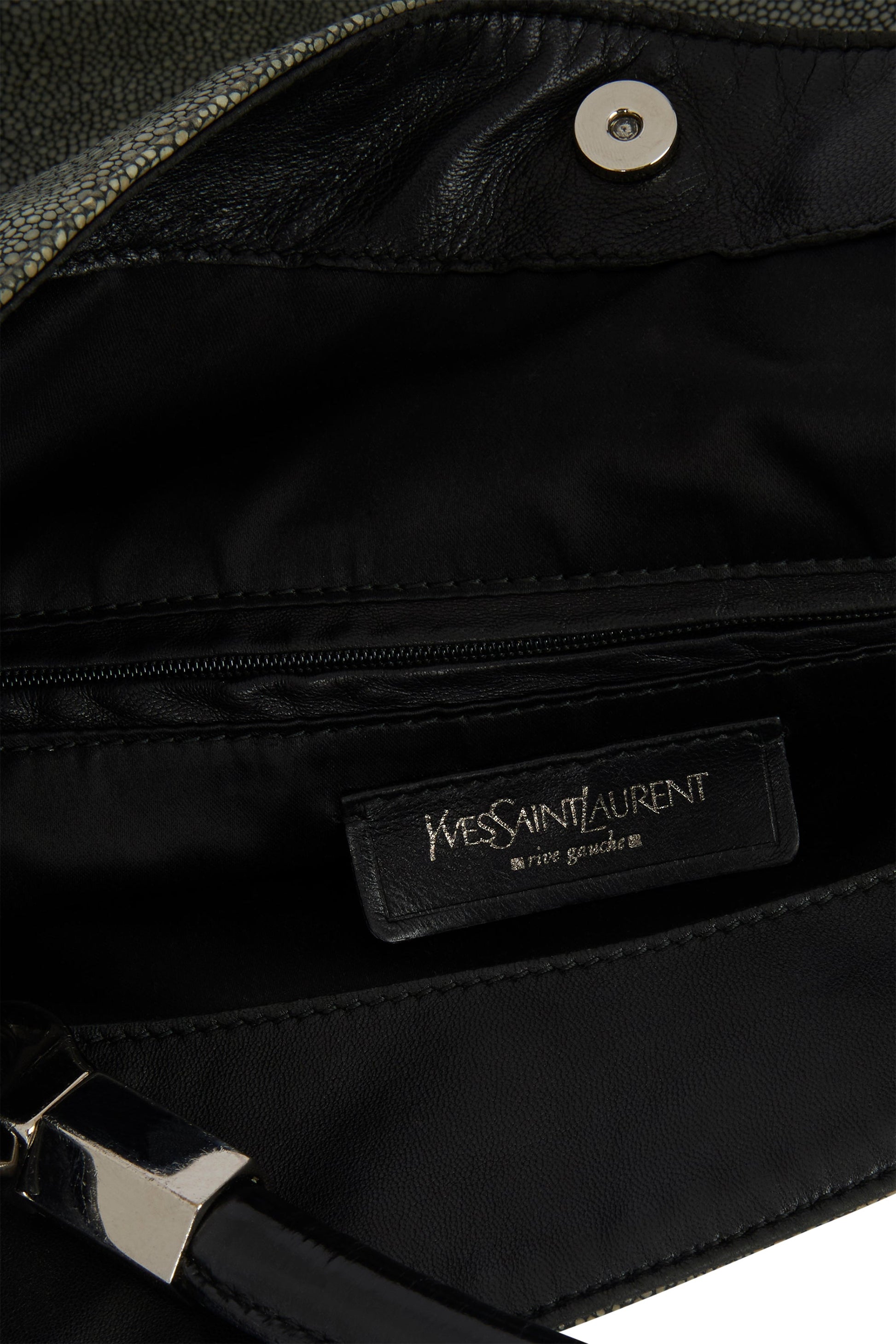 Vintage 2000's Yves Saint Laurent Grey Leather Hobo Bag - Image 4