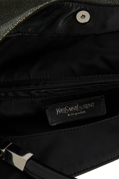 Vintage 2000's Yves Saint Laurent Grey Leather Hobo Bag - Image 4