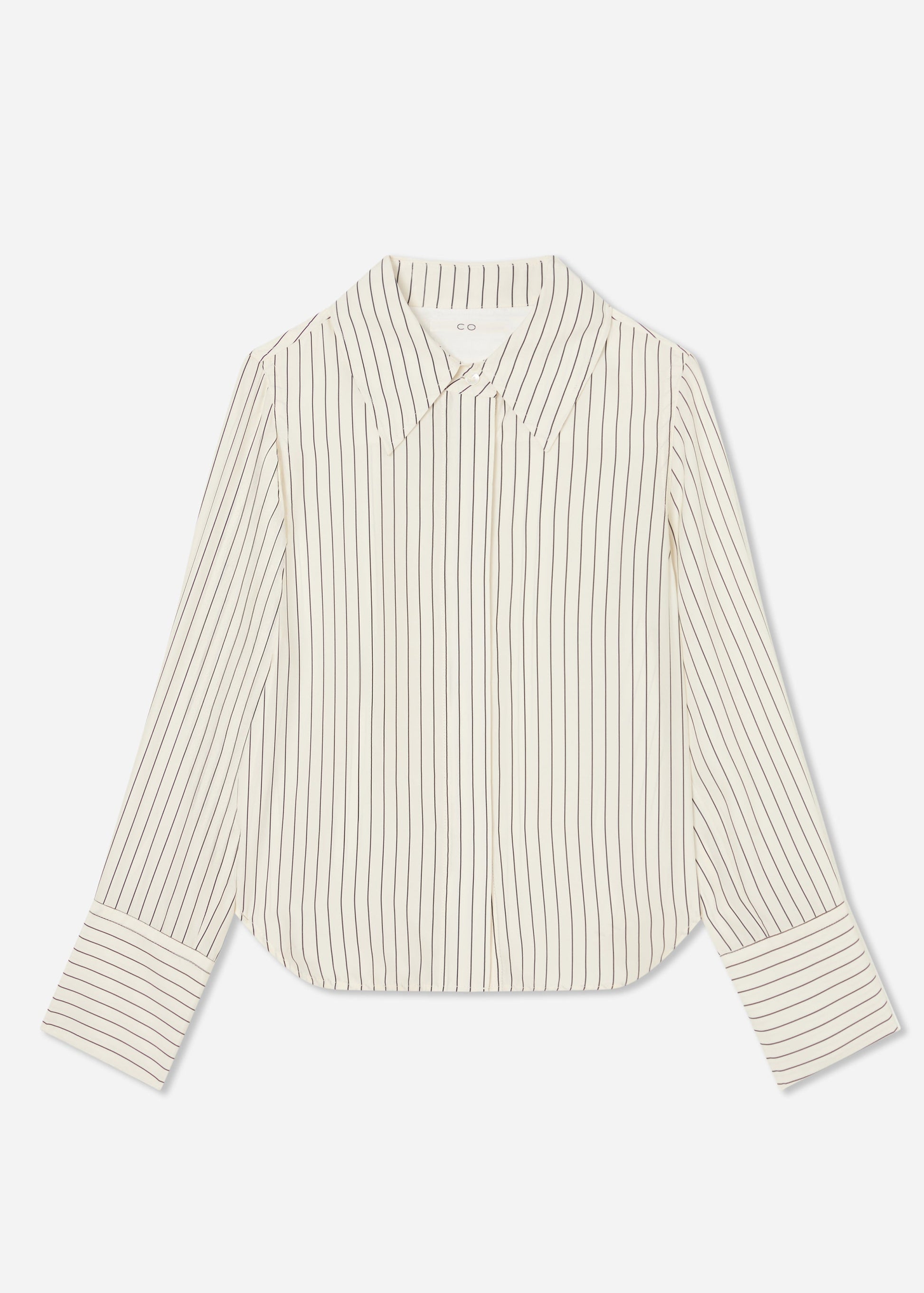 Fitted Classic Shirt in Silk - Stripe - Image 5
