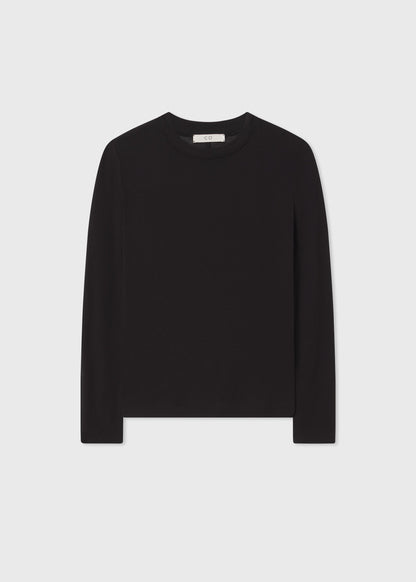 Crewneck Long Sleeve in Cotton - Black - Image 8