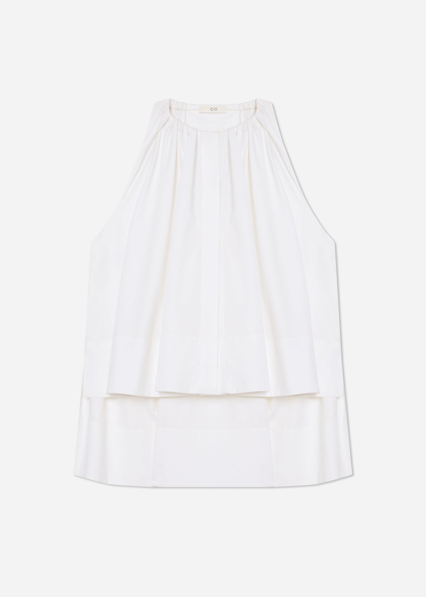 Gathered Tunic Shirt in Cotton Sateen - White - Image 10