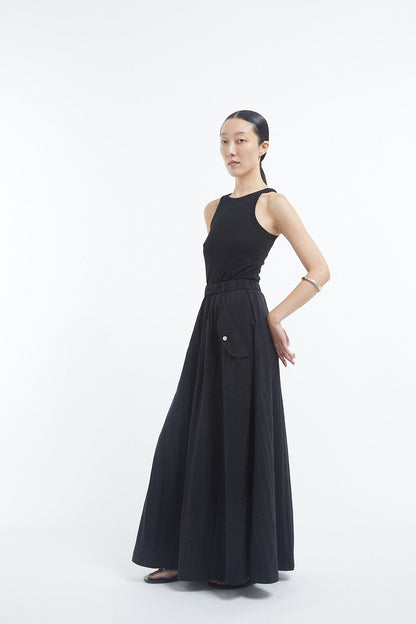 Parachute Skirt in Cotton Sateen - Black - Image 10