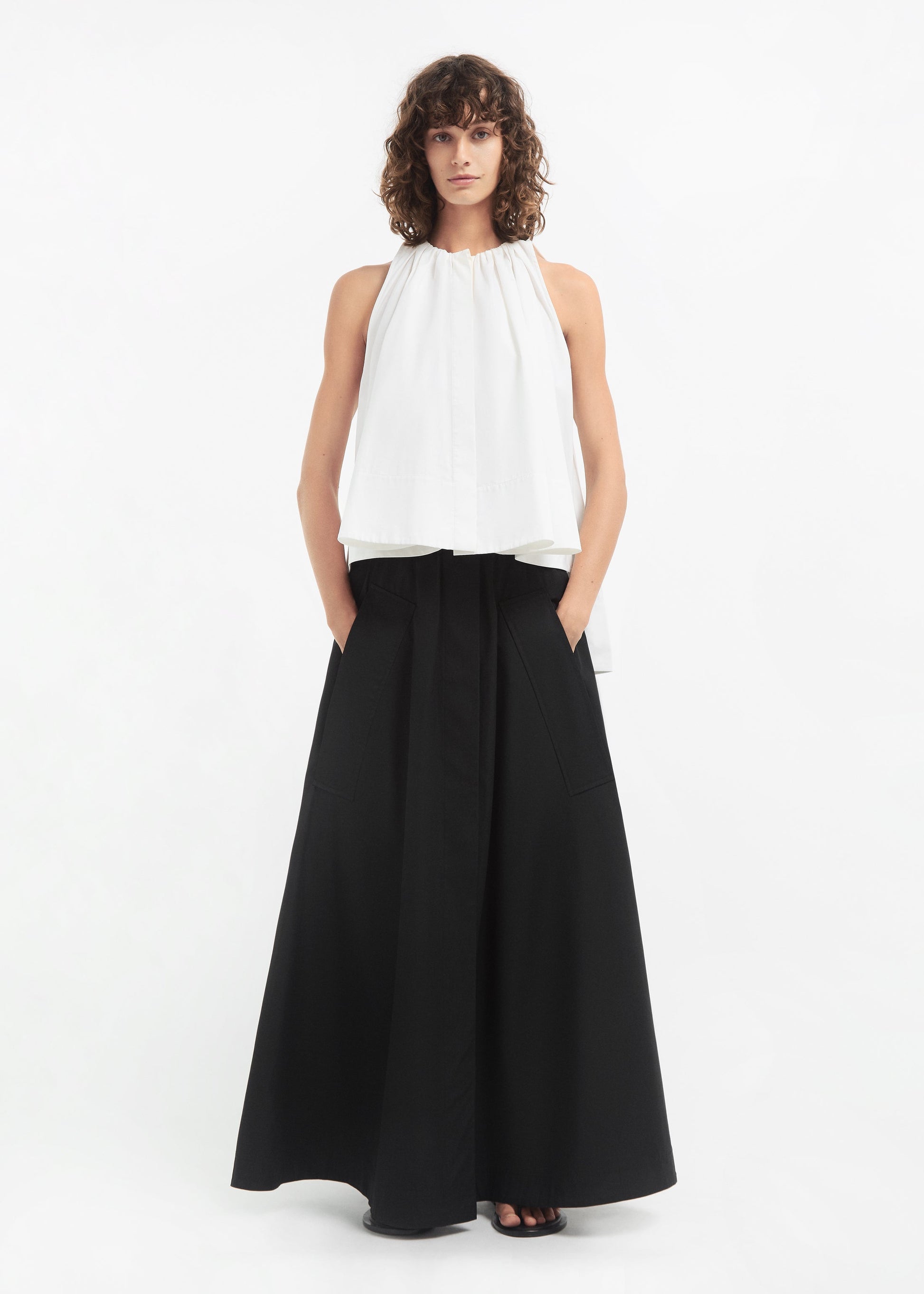Parachute Skirt in Cotton Sateen - Black - Image 11