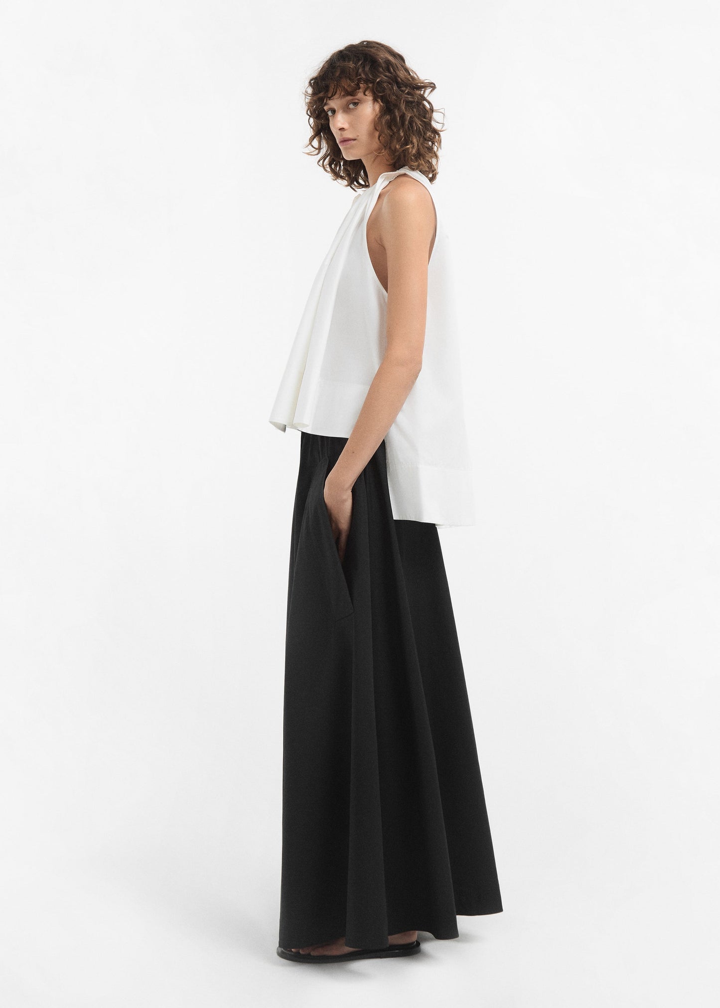Parachute Skirt in Cotton Sateen - Black - Image 6