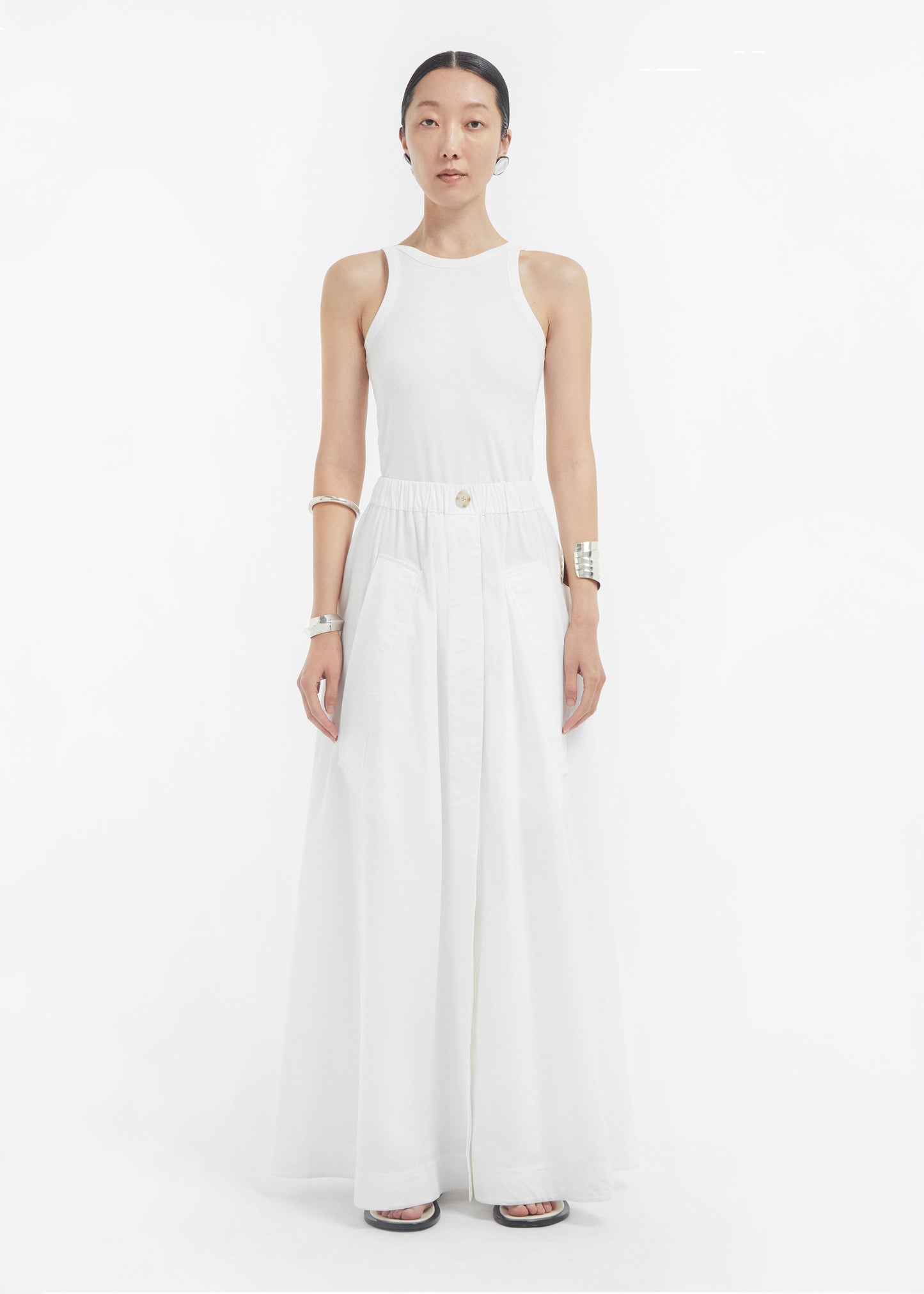 Parachute Skirt in Cotton Sateen - White - Image 4