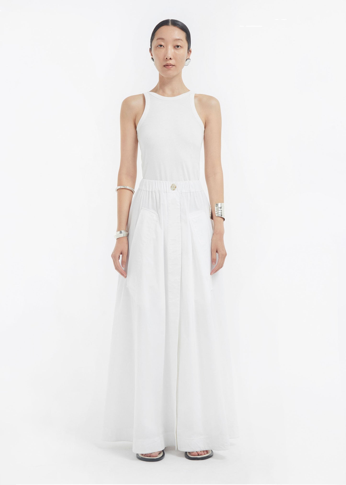 Parachute Skirt in Cotton Sateen - White - Image 2