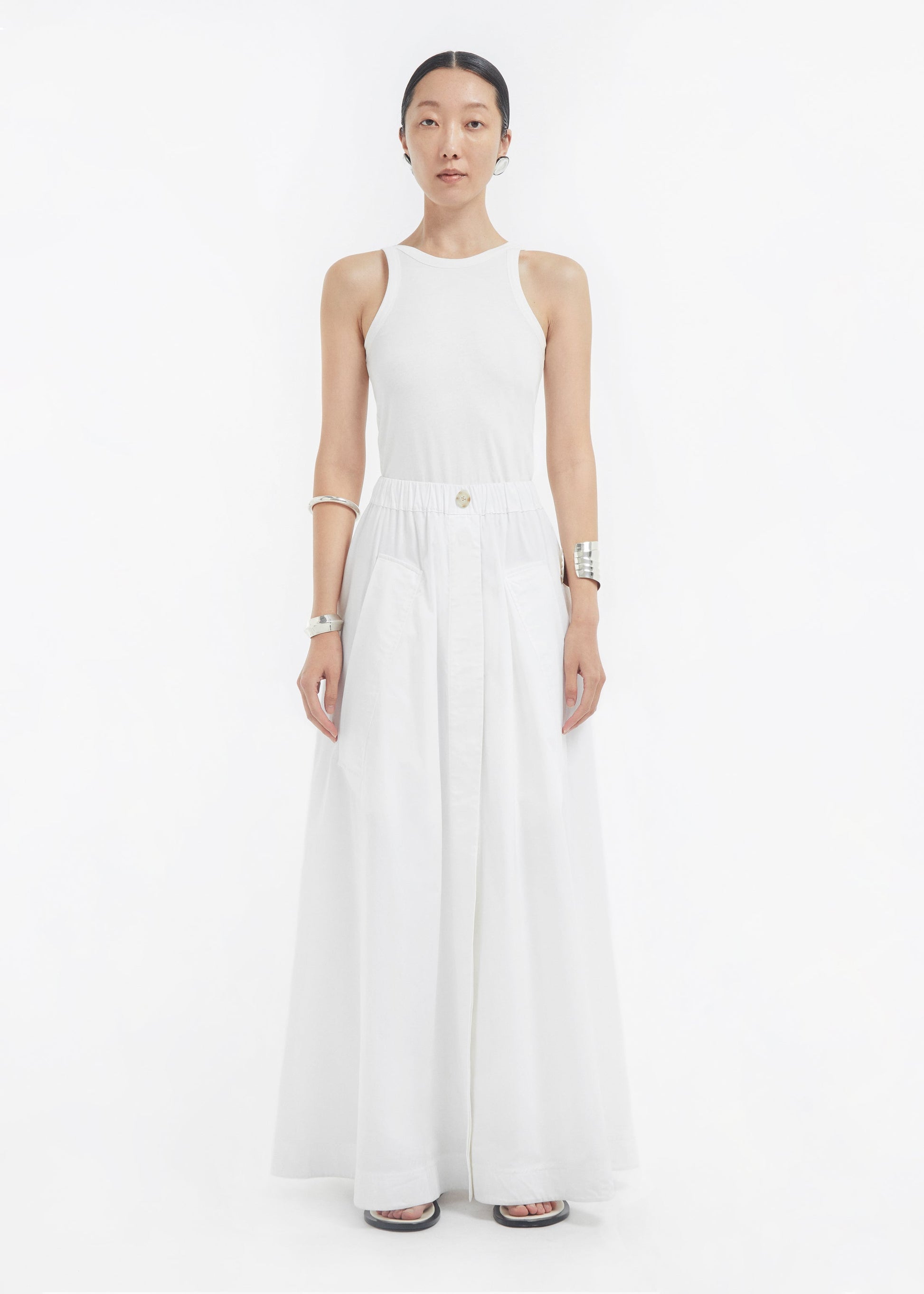 Parachute Skirt in Cotton Sateen - White - Image 16