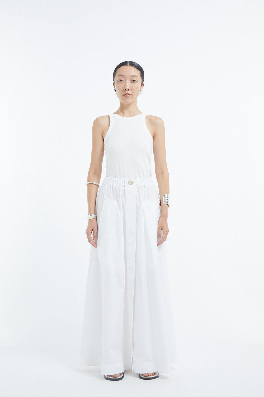 Parachute Skirt in Cotton Sateen - White - Image 9