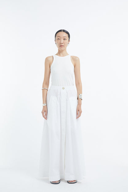Parachute Skirt in Cotton Sateen - White - Image 9