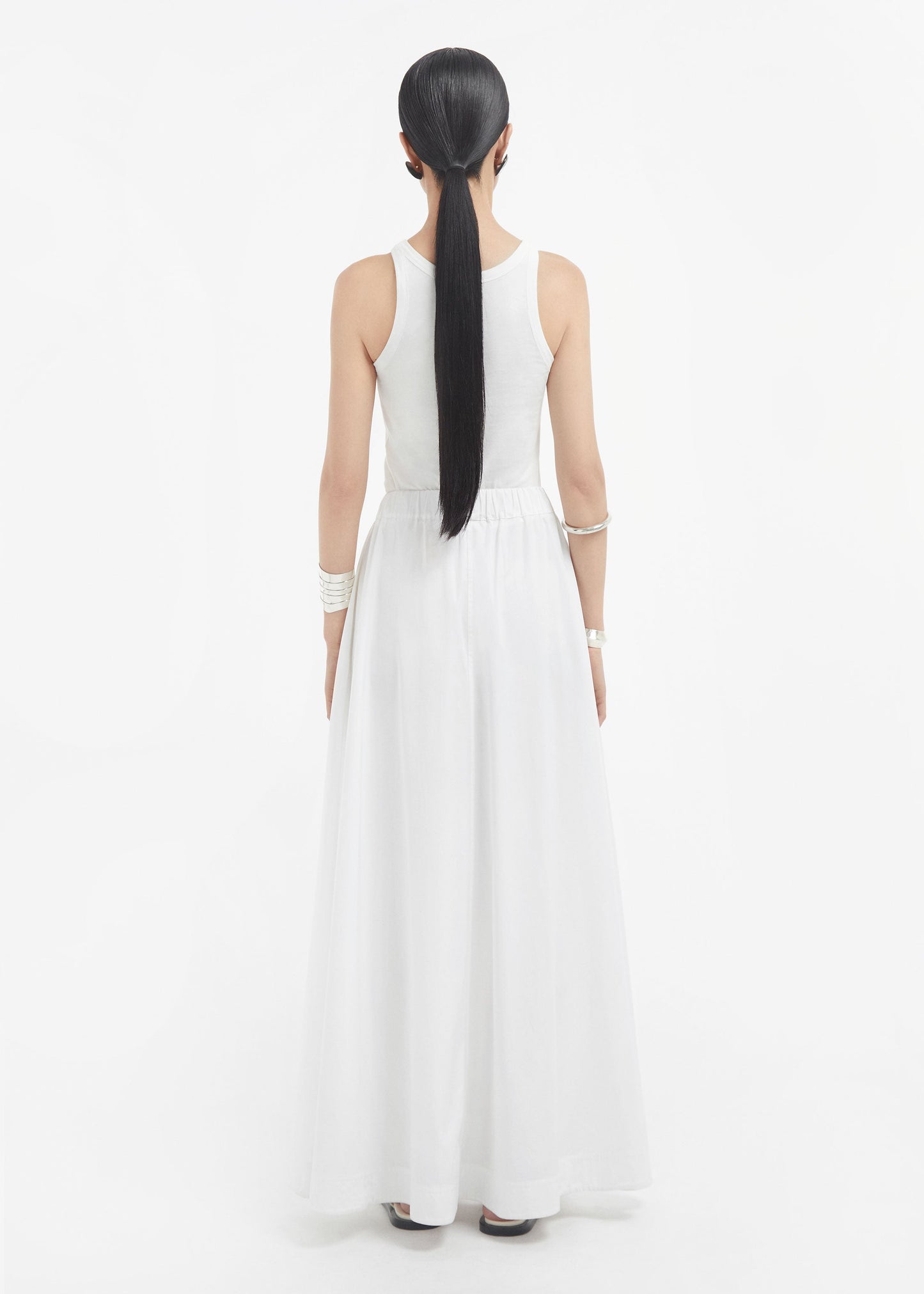 Parachute Skirt in Cotton Sateen - White - Image 3