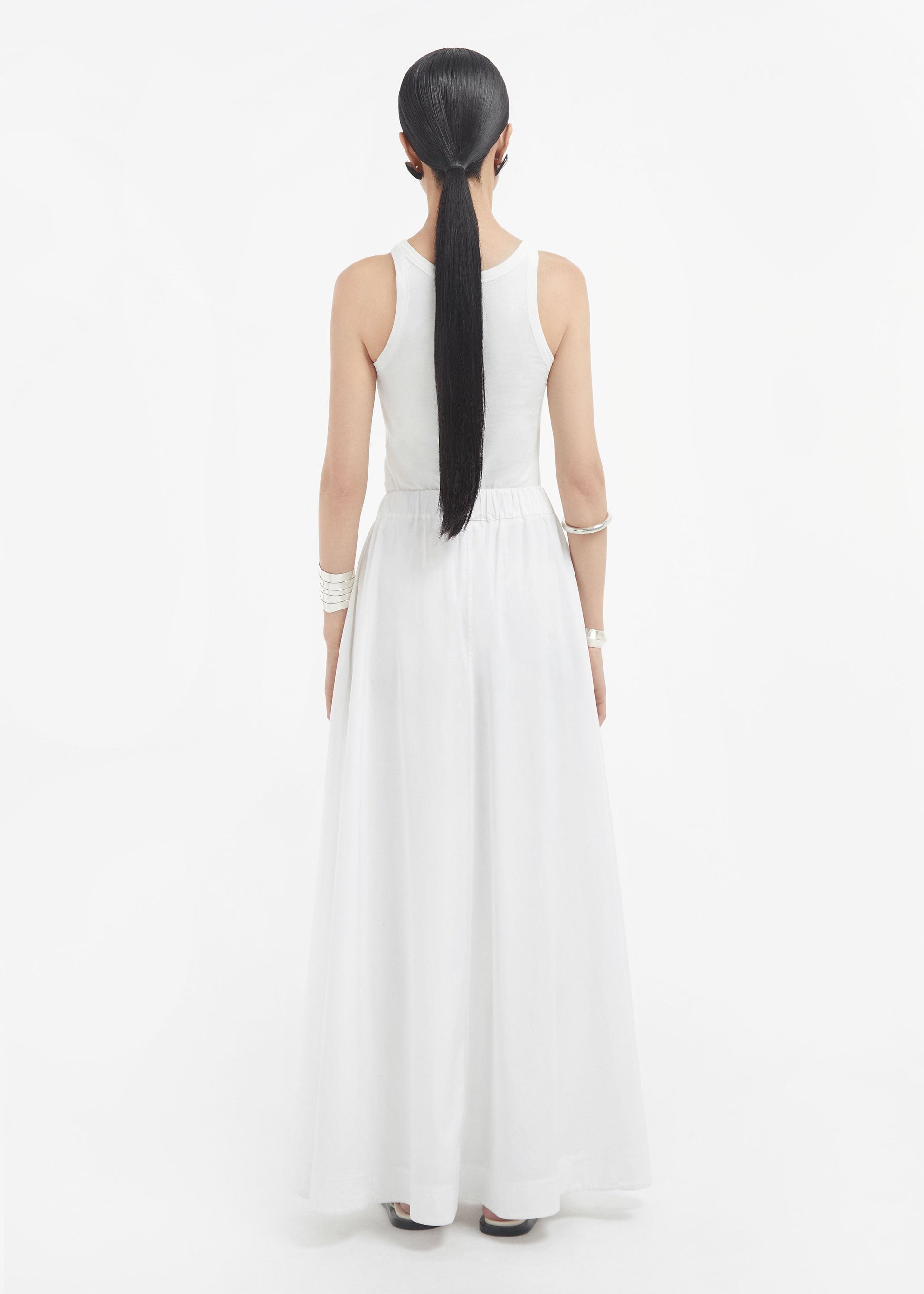 Parachute Skirt in Cotton Sateen - White - Image 3