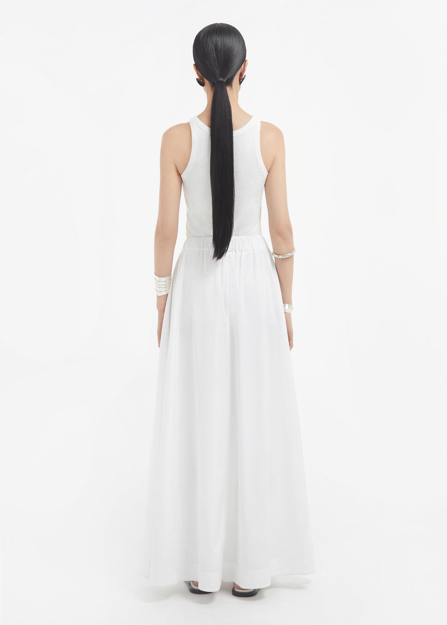 Parachute Skirt in Cotton Sateen - White - Image 5