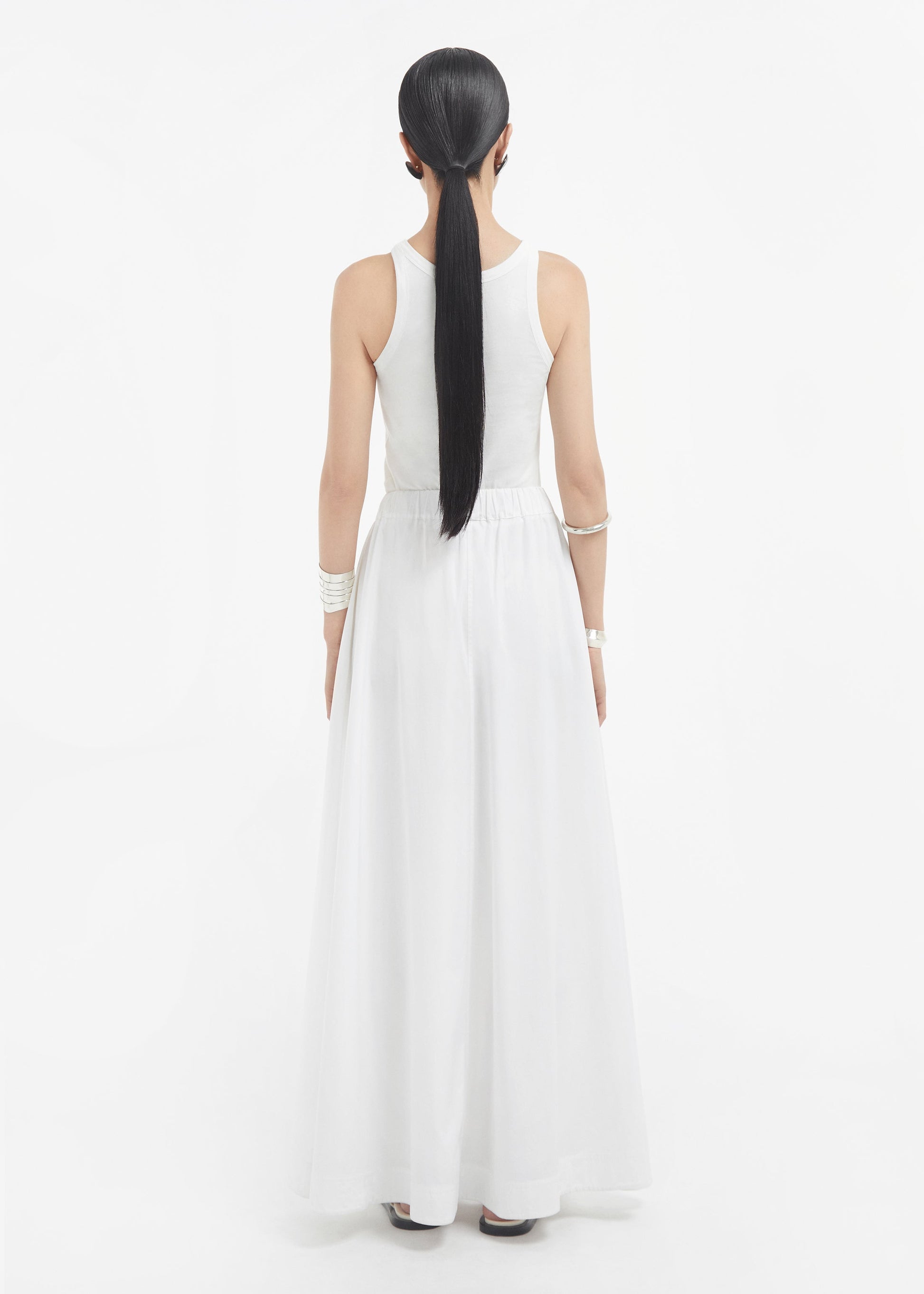 Parachute Skirt in Cotton Sateen - White - Image 5
