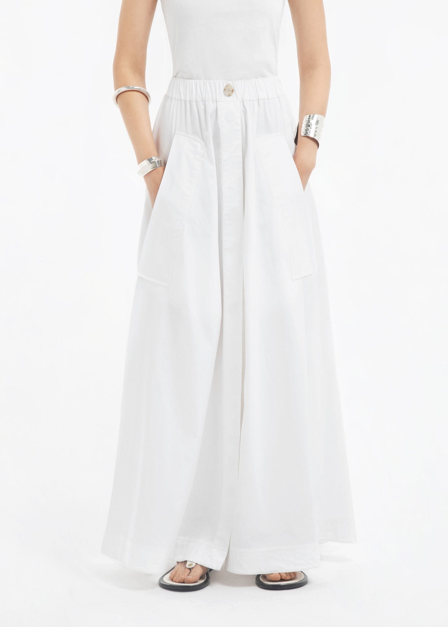 Parachute Skirt in Cotton Sateen - White - Image 15