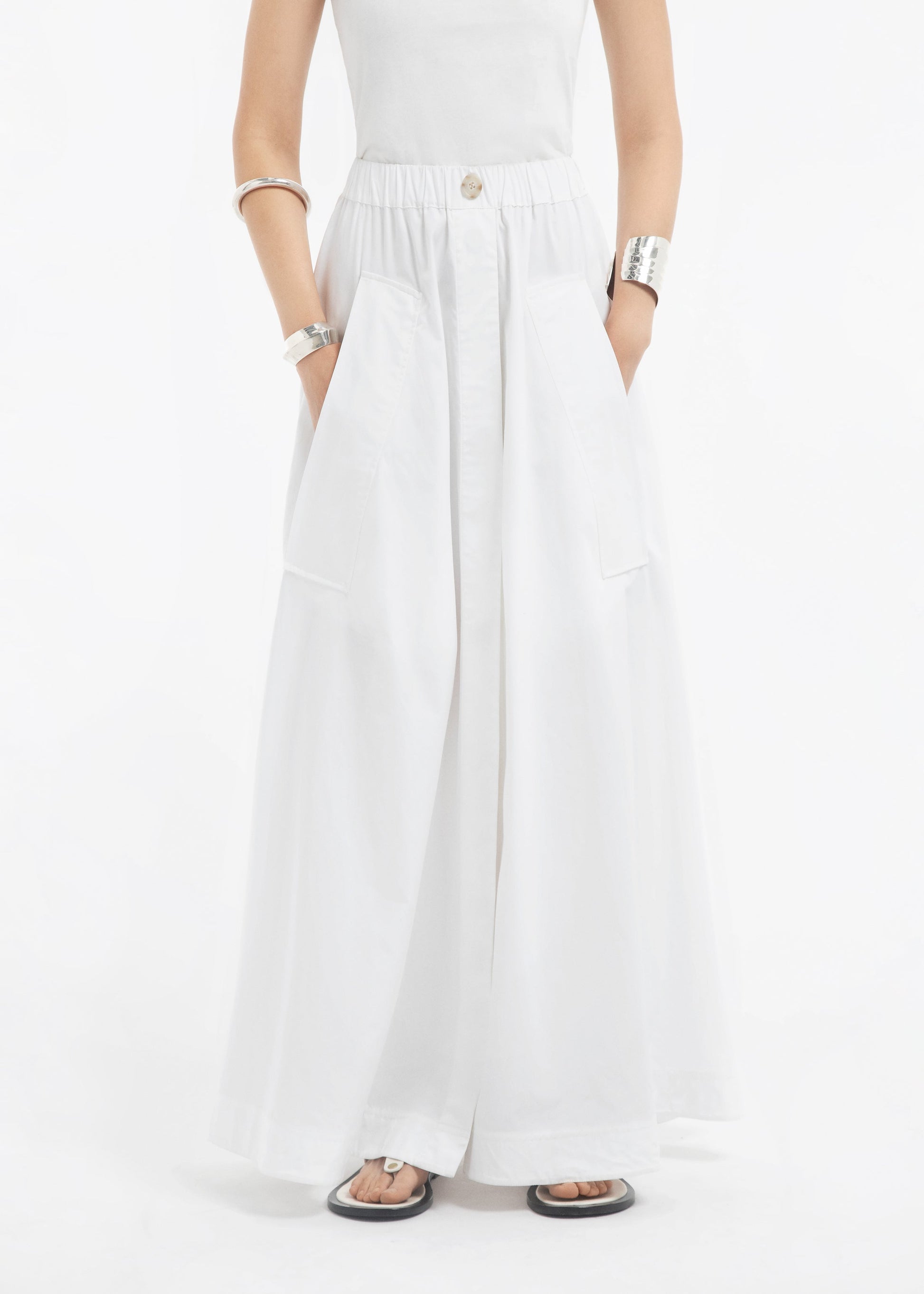 Parachute Skirt in Cotton Sateen - White - Image 6