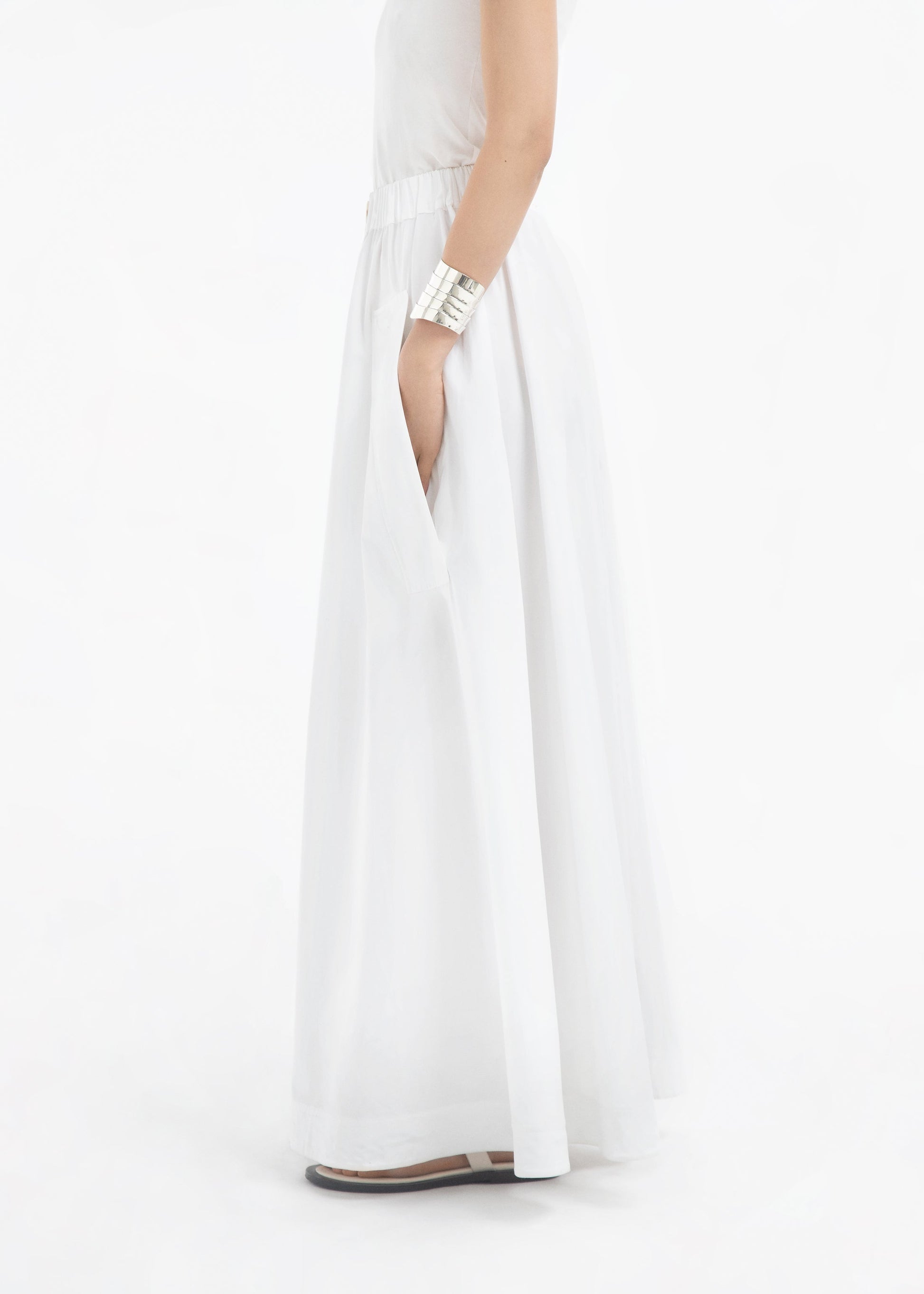 Parachute Skirt in Cotton Sateen - White - Image 7