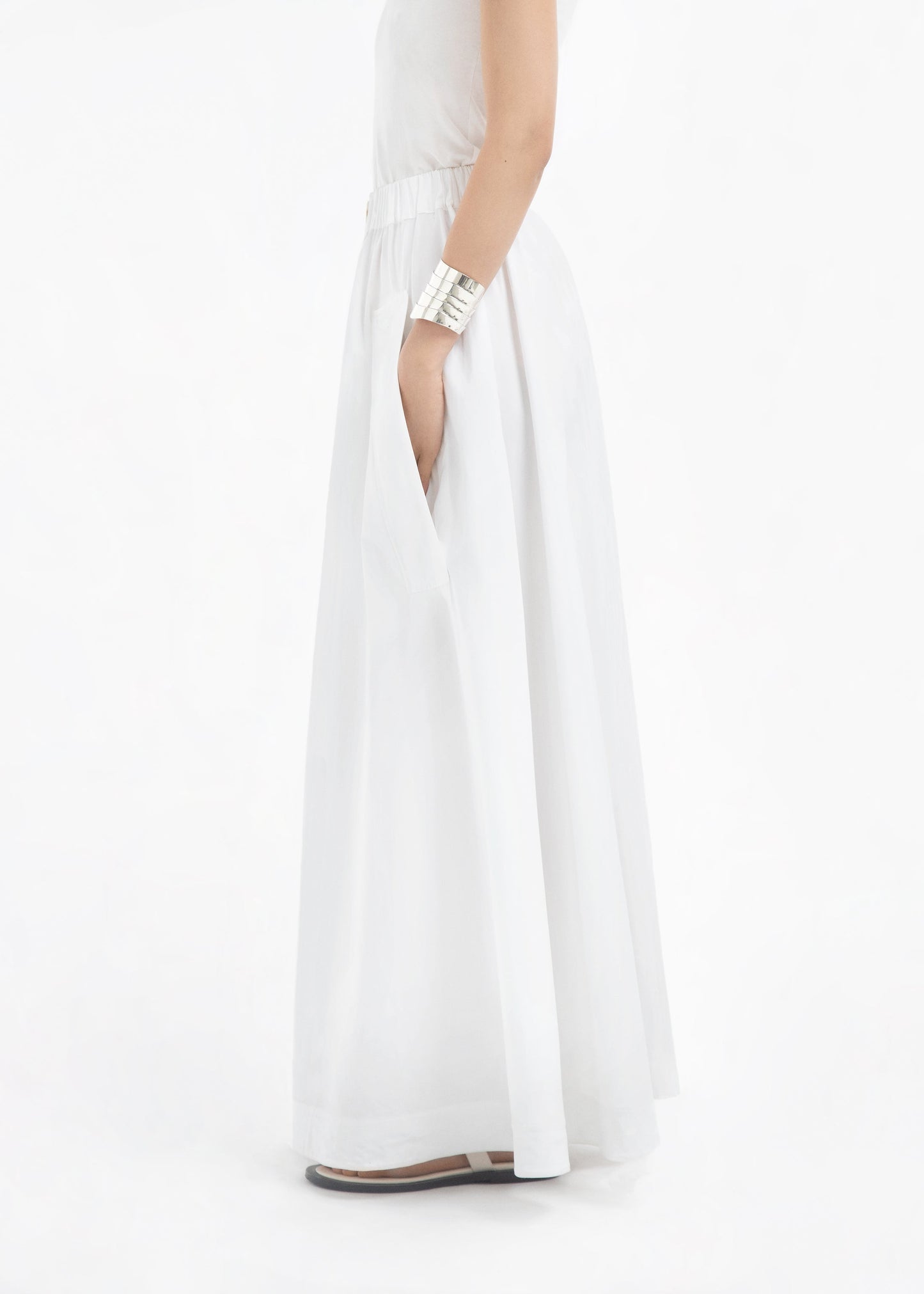 Parachute Skirt in Cotton Sateen - White - Image 10