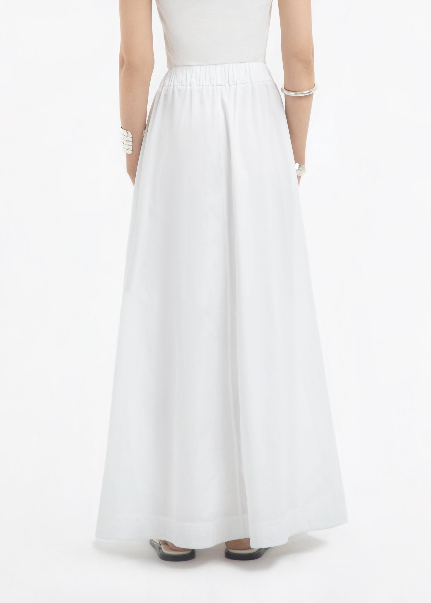 Parachute Skirt in Cotton Sateen - White - Image 12