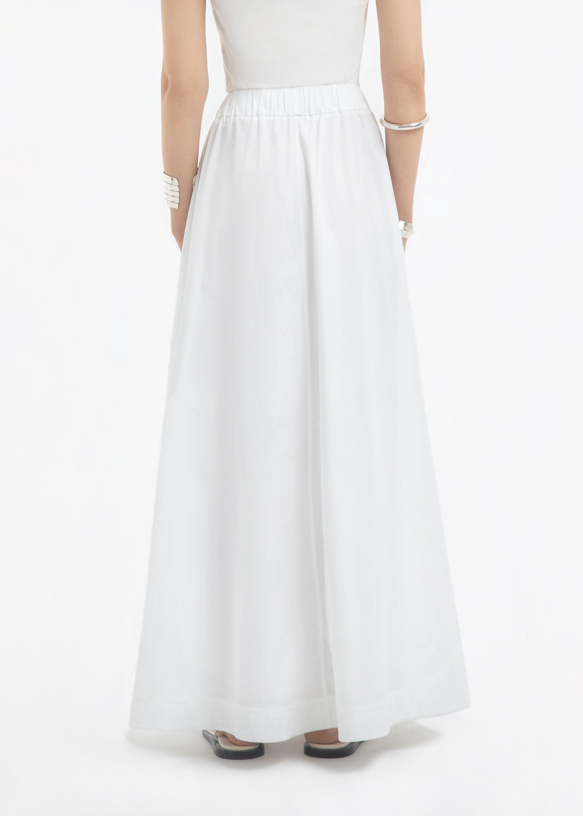 Parachute Skirt in Cotton Sateen - White - Image 12