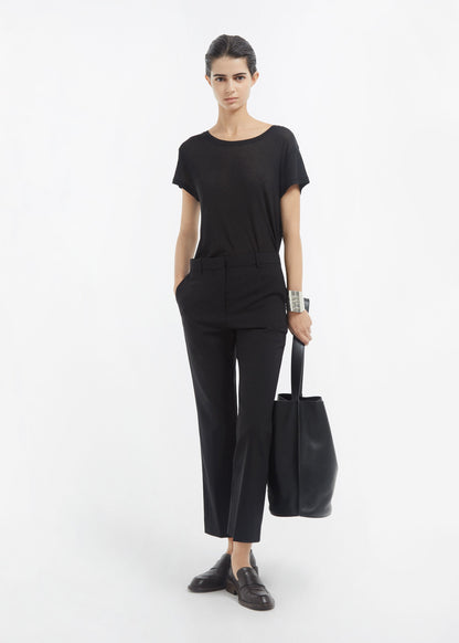 Crewneck Short Sleeve T-Shirt in Cotton - Black - Image 3
