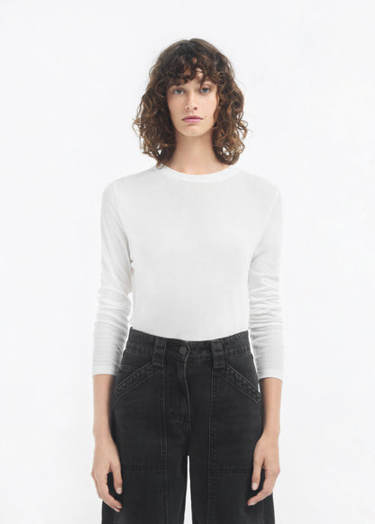 Crewneck Long Sleeve in Cotton - Ivory - Image 4