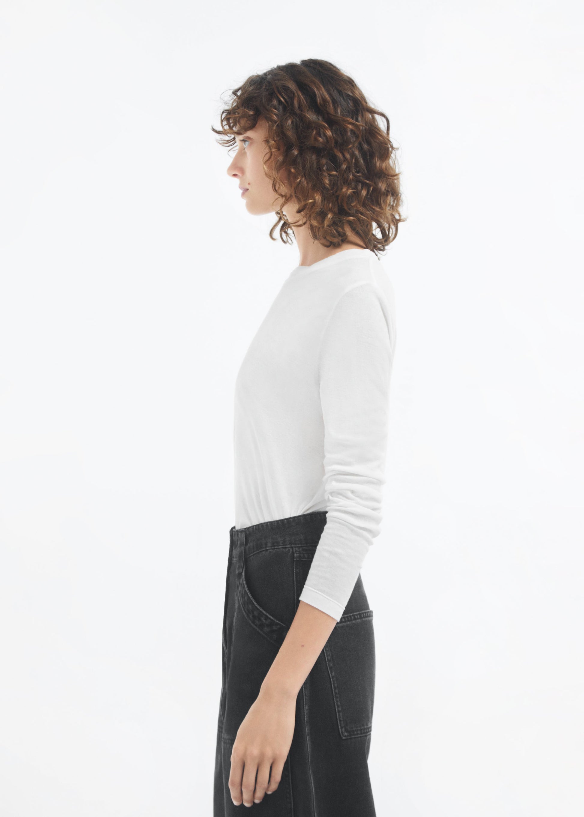 Crewneck Long Sleeve in Cotton - Ivory - Image 9