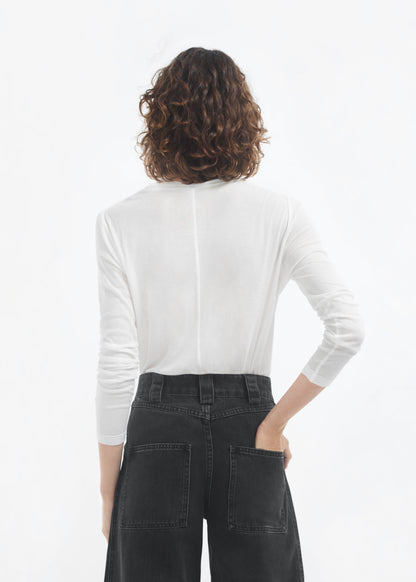 Crewneck Long Sleeve in Cotton - Ivory - Image 6