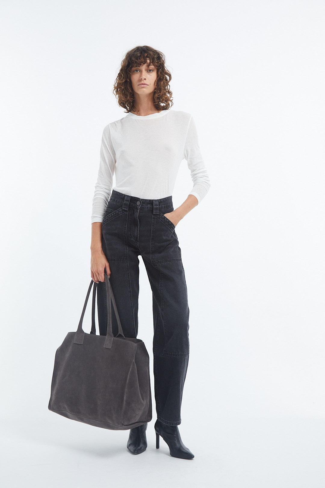 Crewneck Long Sleeve in Cotton - Ivory - Image 12