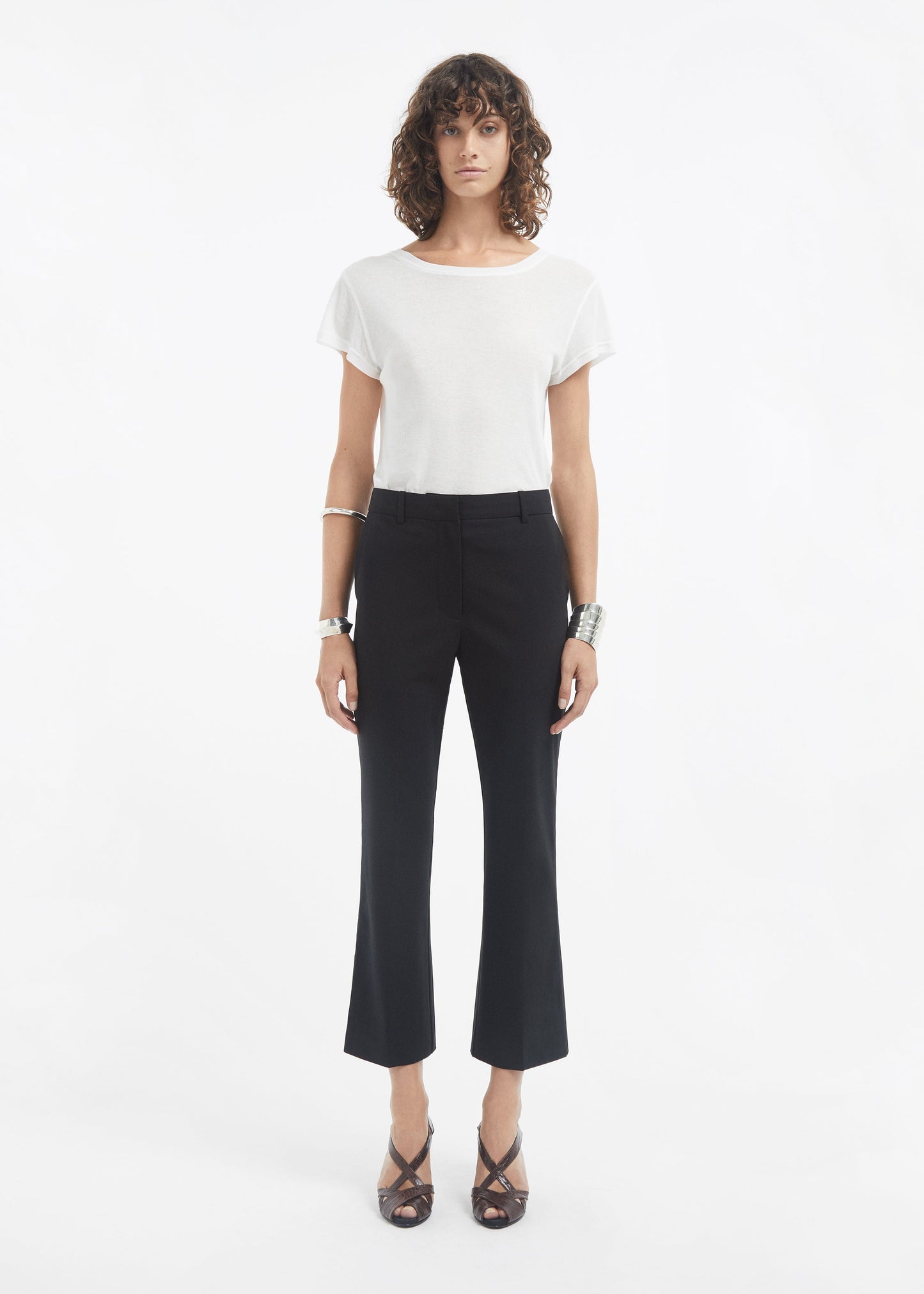 Crewneck Short Sleeve T-Shirt in Cotton - Ivory - Image 3