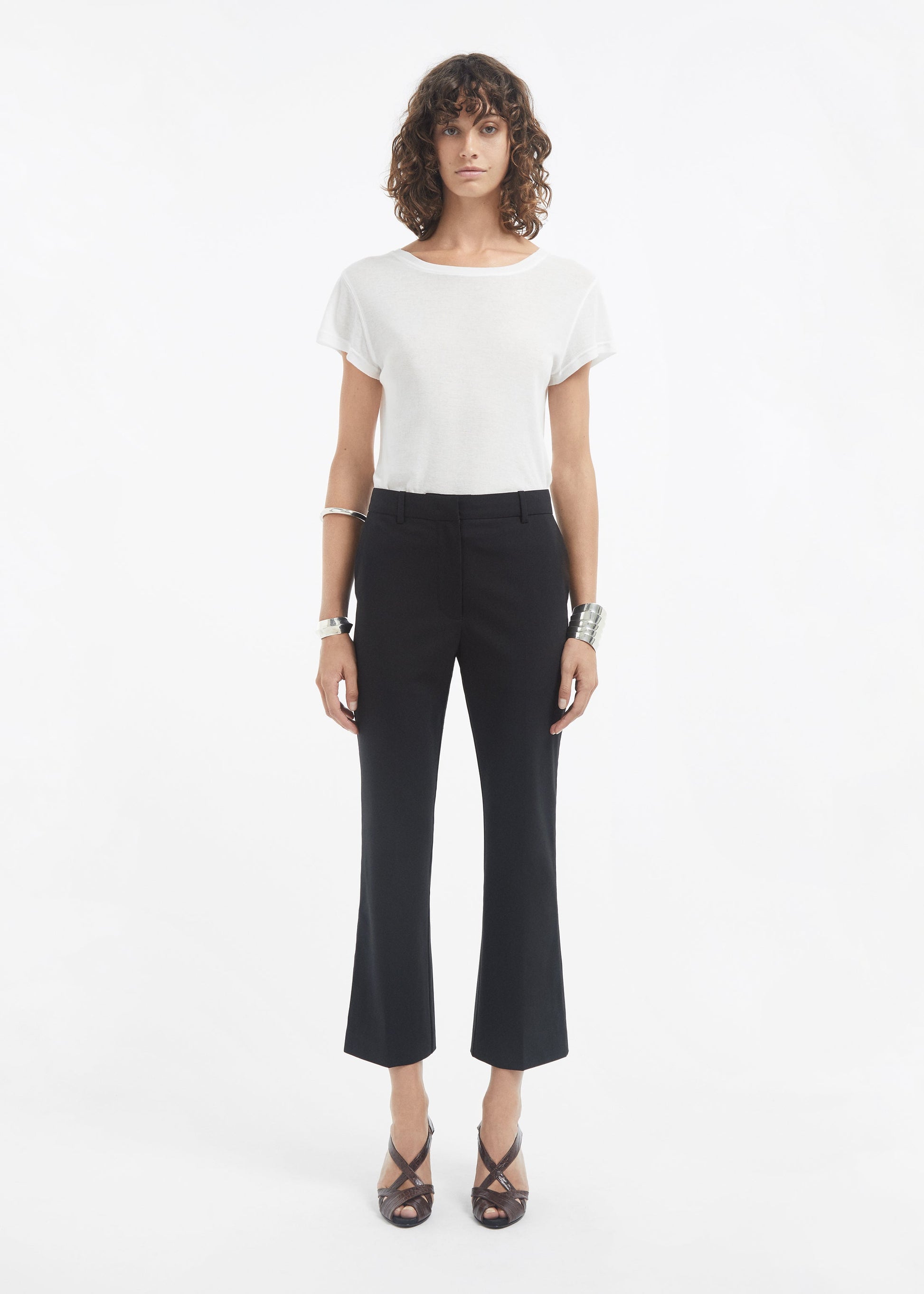 Crewneck Short Sleeve T-Shirt in Cotton - Ivory - Image 3