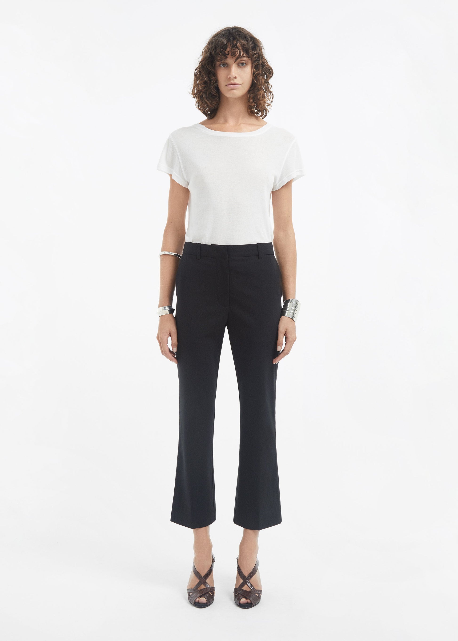Crewneck Short Sleeve T-Shirt in Cotton - Ivory - Image 9