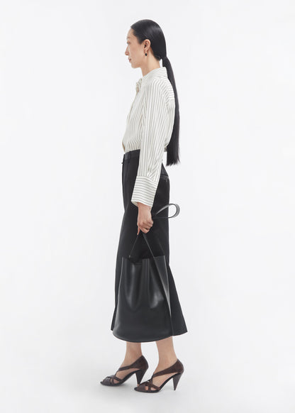 Fitted Classic Shirt in Silk - Stripe - Image 3