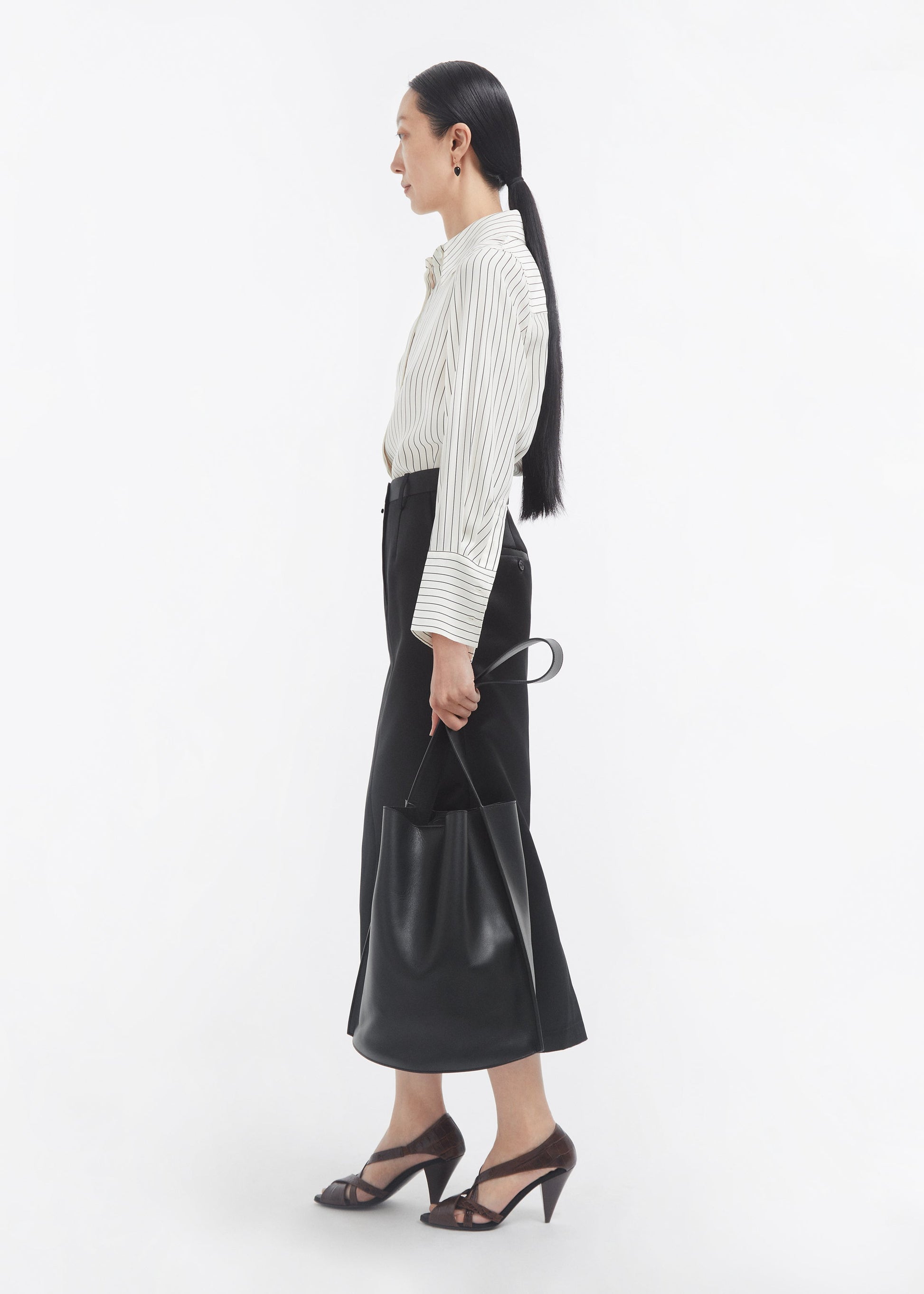 Fitted Classic Shirt in Silk - Stripe - Image 9