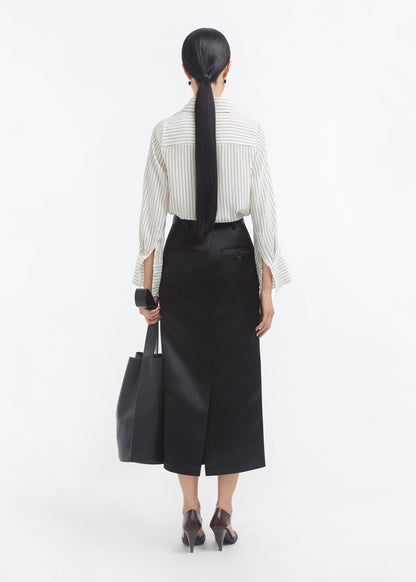 Fitted Classic Shirt in Silk - Stripe - Image 7