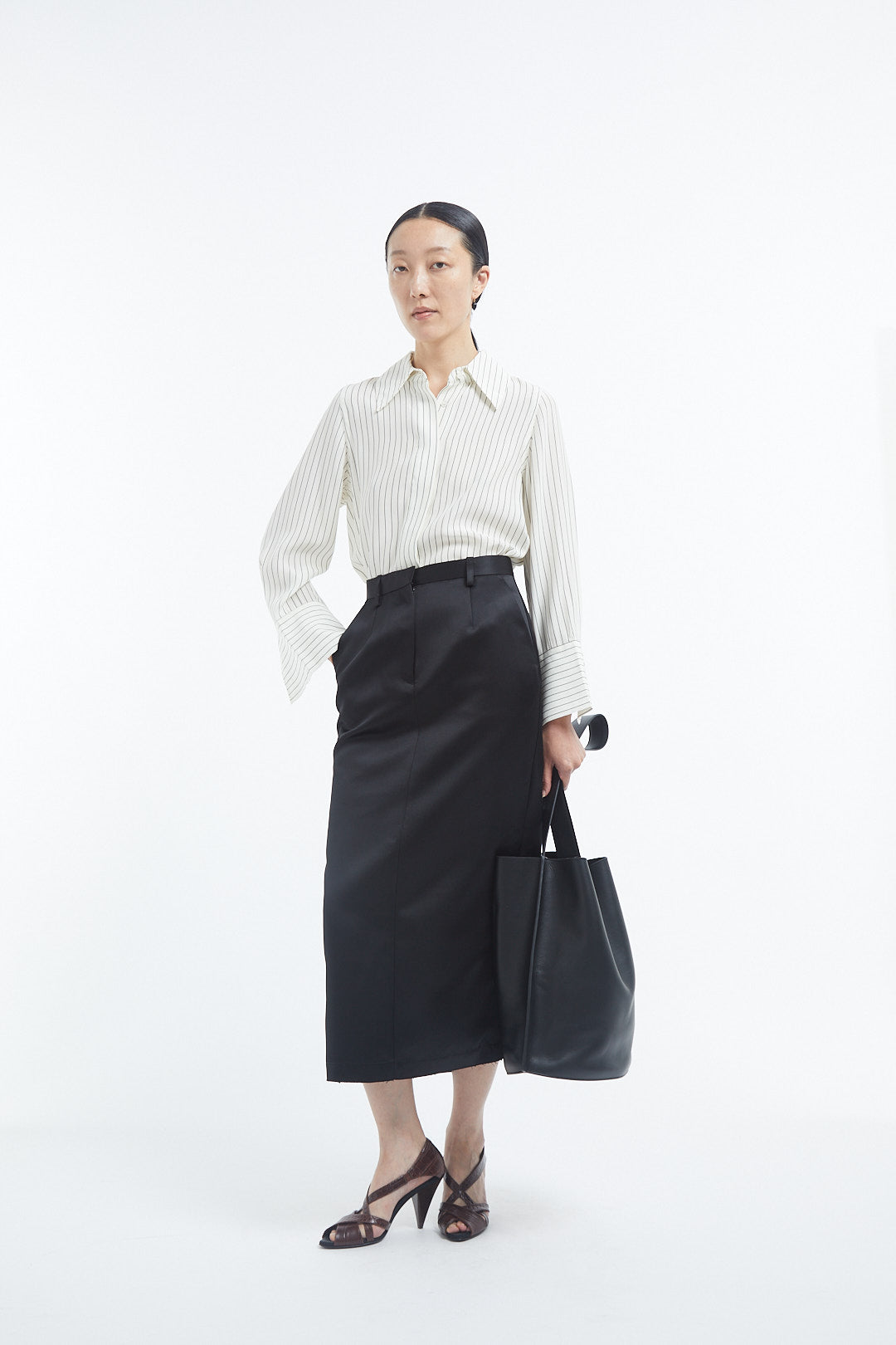 Fitted Classic Shirt in Silk - Stripe