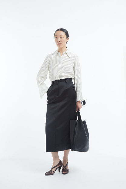 Fitted Classic Shirt in Silk - Stripe