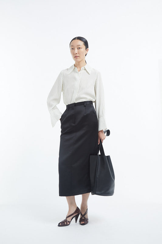 Fitted Classic Shirt in Silk - Stripe