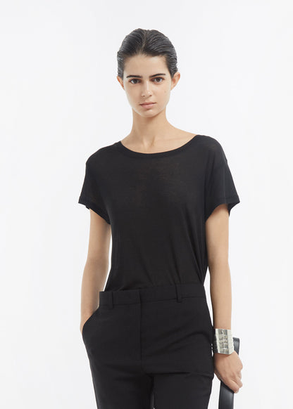 Crewneck Short Sleeve T-Shirt in Cotton - Black - Image 9