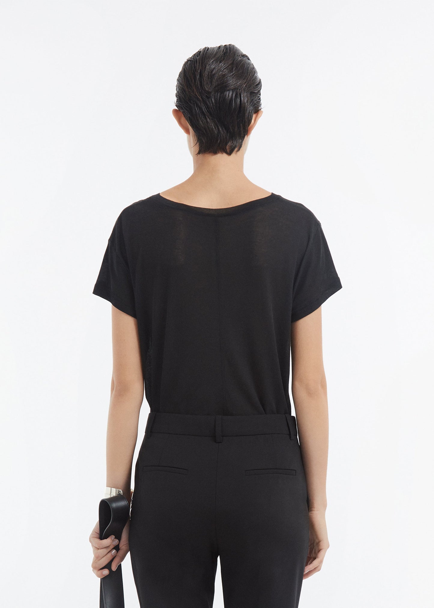 Crewneck Short Sleeve T-Shirt in Cotton - Black - Image 6