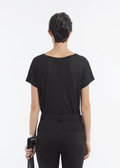 Crewneck Short Sleeve T-Shirt in Cotton - Black - Image 6